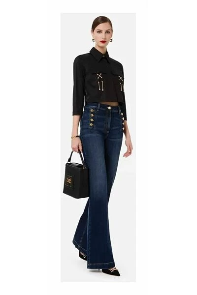 Elisabetta Franchi Flared Jeans Blue 2 Elisabetta Franchi Flared Jeans Blue - Afbeelding 2