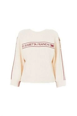Elisabetta Franchi Sweaters Round-neck Knitwear Beige