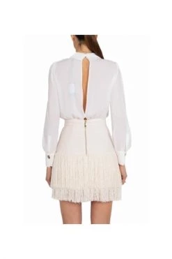 Elisabetta Franchi Casual Jurken Separable Dress With Shirt And Fringed Skirt White -Elisabetta Franchi Winkel 017b575a0421311741ab62ce1ba436ce