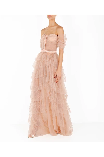 Elisabetta Franchi Maxi Jurken Red Carpet Tulle Dress With Bustier Pink 2 Elisabetta Franchi Maxi Jurken Red Carpet Tulle Dress With Bustier Pink - Afbeelding 2