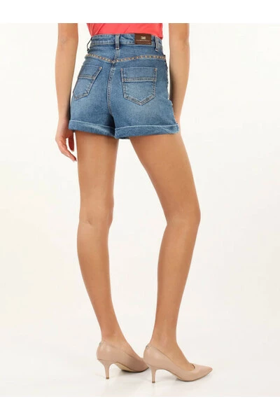 Elisabetta Franchi Denim Shorts Korte Broek Blue 5 Elisabetta Franchi Denim Shorts Korte Broek Blue - Afbeelding 5