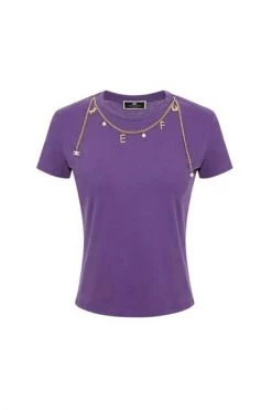 Elisabetta Franchi T-Shirts Purple -Elisabetta Franchi Winkel 02b1ecca6df13014f6891c48564903cb
