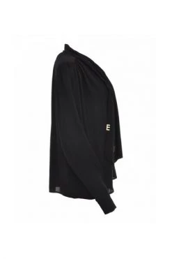 Elisabetta Franchi Longsleeve Shirts Blouse Met Lichtgouden Initialen Black