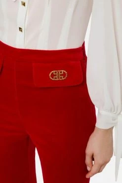 Elisabetta Franchi Wijde Broeken Wide Trousers Red -Elisabetta Franchi Winkel 049662ea39f51fbde8b653a8e8380261