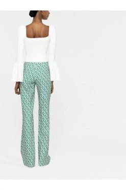 Elisabetta Franchi Wijde Broeken Wide Trousers Green -Elisabetta Franchi Winkel 054550711fffe259976a2a35bdffffa6