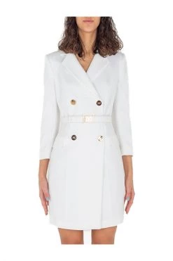 Elisabetta Franchi Casual Jurken Robe Manteau Dress With Buckle White