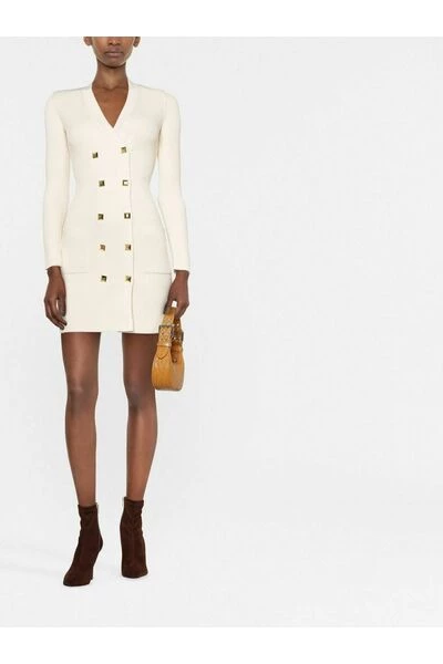 Casual Jurken Elisabetta Franchi Dresses Ivory White 1 Casual Jurken Elisabetta Franchi Dresses Ivory White