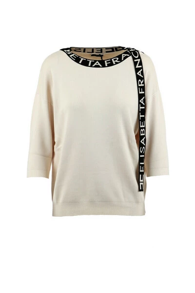 Elisabetta Franchi Sweaters Round-neck Knitwear Beige 1 Elisabetta Franchi Sweaters Round-neck Knitwear Beige
