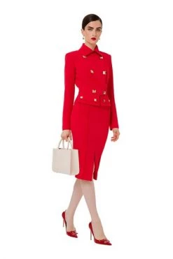 Elisabetta Franchi Blazers JACKET WITH STUDS Red