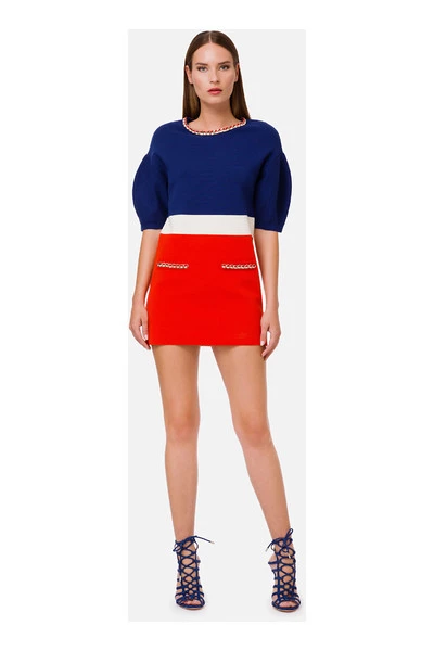 Elisabetta Franchi Casual Jurken Kortketenige Detail Verzorgd Blue 3 Elisabetta Franchi Casual Jurken Kortketenige Detail Verzorgd Blue - Afbeelding 3