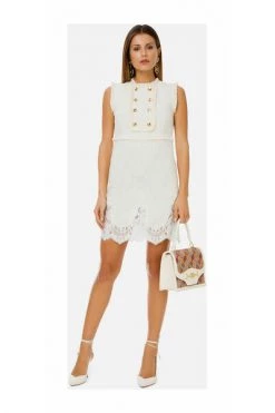 Elisabetta Franchi Casual Jurken Mini Tweed Dress White