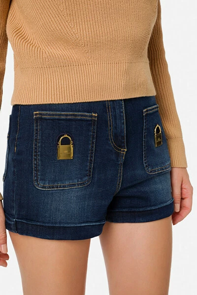 Elisabetta Franchi Denim Shorts Shorts Blue 5 Elisabetta Franchi Denim Shorts Shorts Blue - Afbeelding 5
