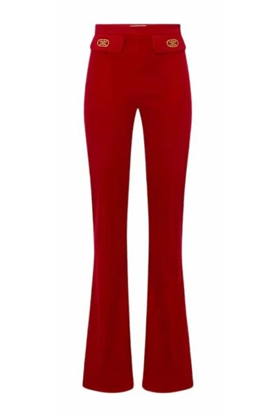 Elisabetta Franchi Wijde Broeken Wide Trousers Red 1 Elisabetta Franchi Wijde Broeken Wide Trousers Red
