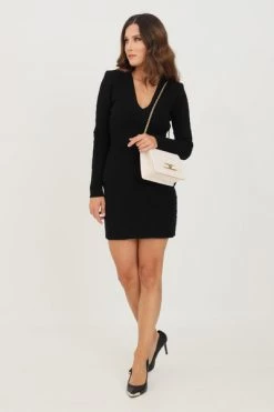 Elisabetta Franchi Casual Jurken Embossed Monogram Stitch Mini Dress Black -Elisabetta Franchi Winkel 1071ec8dd2769aac85159e76c5e097be