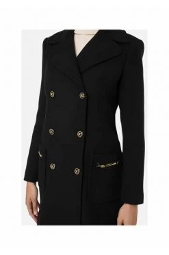 Elisabetta Franchi Trenchcoats & Mantels Double-Breasted Coats Black -Elisabetta Franchi Winkel 10e2adf1677d9afd4824e7e424339094