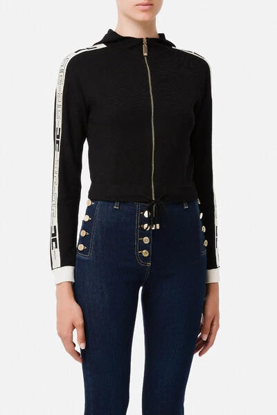 Elisabetta Franchi Hoodies & Sweatvesten Sweatshirt MK17S16E2 Black 6 Elisabetta Franchi Hoodies & Sweatvesten Sweatshirt MK17S16E2 Black - Afbeelding 6