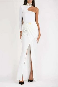 Elisabetta Franchi Maxi Rokken Maxi Skirt White