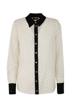 Elisabetta Franchi Longsleeve Shirts CONTRAST SHIRT Beige