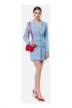 Elisabetta Franchi Casual Jurken Coat Dress With Embroidered EF Logo Blue -Elisabetta Franchi Winkel 16655ee302726d811e258fe138013203