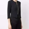 Elisabetta Franchi Blazers Jacket In Double Layer Crêpe Fabric With Maxi Pull-Tab Black