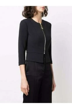 Elisabetta Franchi Blazers Jacket In Double Layer Crêpe Fabric With Maxi Pull-Tab Black