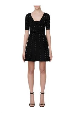 Elisabetta Franchi Feestjurken Mini Knitted Dress With Studs Black -Elisabetta Franchi Winkel 173235bd897e34a05ea792059e11e2a1