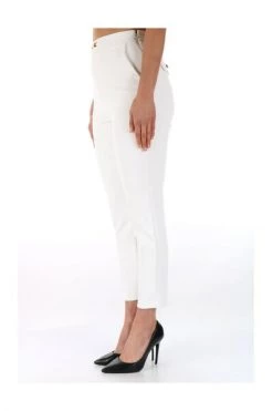 Elisabetta Franchi Broeken Cigarette Trousers In Double Layer Fabric White