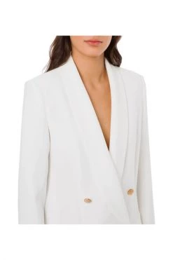 Elisabetta Franchi Blazers Double-Breasted Jacket With Gold Buttons White -Elisabetta Franchi Winkel 17c29720521e300407271478c349ec07