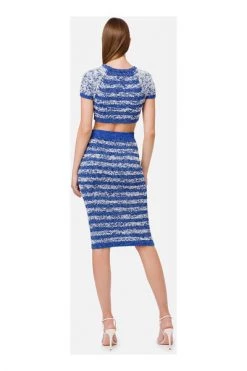 Elisabetta Franchi Midirokken Halverwege De Kuit Rok Gestreepte Buttoned Blue -Elisabetta Franchi Winkel 18fcfa4896c526edb7c661a8beade466