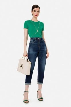 Elisabetta Franchi Cropped Jeans Blue -Elisabetta Franchi Winkel 1961c5df11a3bdb4802b654bf248eed7