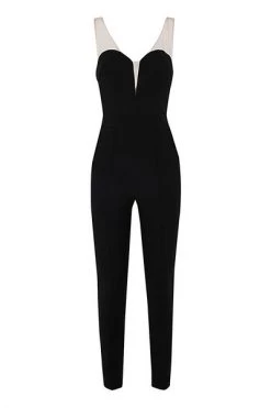 Elisabetta Franchi Jumpsuits & Tuinbroeken Full Jumpsuit With Nude Effect Neckline Black -Elisabetta Franchi Winkel 1a6781fa75dce3773325a68ad3e6bd91