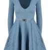 Elisabetta Franchi Casual Jurken LOGO BELT MIDI DRESS Blue