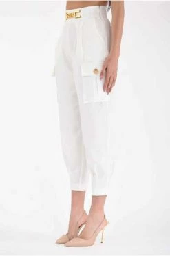 Elisabetta Franchi Pantalons Low Waist Trousers With Maxi Chain White -Elisabetta Franchi Winkel 1b894c9099e7208af962b8332fdbaf16