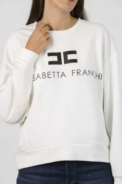 Elisabetta Franchi Hoodies & Sweatvesten Sweatshirt With Logo Beige -Elisabetta Franchi Winkel 1c3fed8800d25821c040b628c88cb342