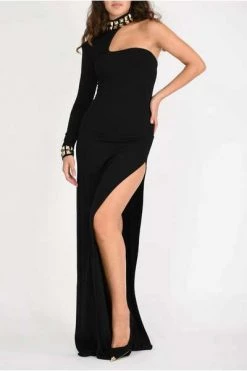 Elisabetta Franchi Jurken Red Carpet Dress With Studded High Collar Black -Elisabetta Franchi Winkel 1d31f50b65c502494edd6adaafc5dec7