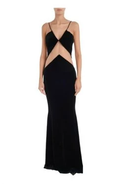 Elisabetta Franchi Feestjurken Velvet Mermaid Dress With Nude Tulle Inserts Black -Elisabetta Franchi Winkel 1db7ea8c8aff40f47f7fb7aafe8f5b84