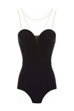 Elisabetta Franchi Bodies Bodysuit In Jersey Fabric With Round Neckline Black
