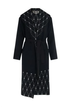 Elisabetta Franchi Trenchcoats & Mantels Jacquard Coat With Diamond Print Black -Elisabetta Franchi Winkel 1f33d5dfc17b618eb5ed1a53010bf79f