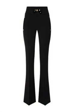 Elisabetta Franchi Wijde Broeken Wide Trousers Black