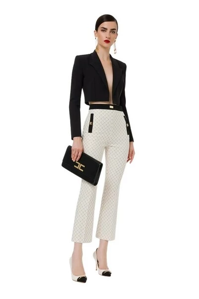Elisabetta Franchi Flared Jeans FLARED TROUSERS WITH STUDS PRINT White 3 Elisabetta Franchi Flared Jeans FLARED TROUSERS WITH STUDS PRINT White - Afbeelding 3