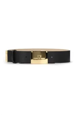 Elisabetta Franchi Riemen Belt With Logo Buckle Black