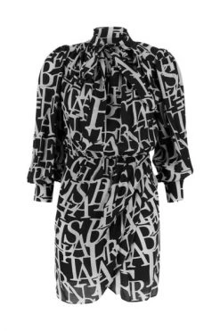 Elisabetta Franchi Casual Jurken All-Over Logo Butter Dress Black