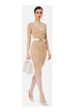Elisabetta Franchi Casual Jurken Midi Dresses Beige
