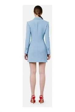 Elisabetta Franchi Casual Jurken Coat Dress With Embroidered EF Logo Blue -Elisabetta Franchi Winkel 24fc0d50f2c79a70448294847c762dee