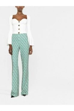 Elisabetta Franchi Wijde Broeken Wide Trousers Green -Elisabetta Franchi Winkel 252548be1203ef39fea5ed2f062dfa2a