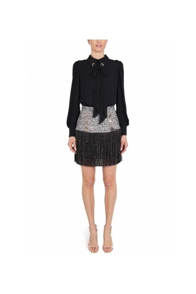 Elisabetta Franchi Casual Jurken Separable Dress With Shirt And Fringed Skirt Black 2 Elisabetta Franchi Casual Jurken Separable Dress With Shirt And Fringed Skirt Black - Afbeelding 2