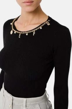 Elisabetta Franchi T-shirts Long Sleeve Tops Black -Elisabetta Franchi Winkel 27a87c5bf5d3cdf46b0ab1d458a13a9a
