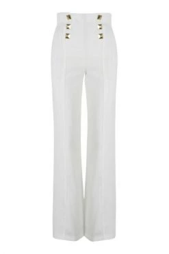 Elisabetta Franchi Wijde Broeken Wide Trousers White