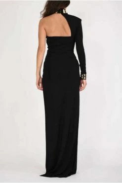 Elisabetta Franchi Jurken Red Carpet Dress With Studded High Collar Black -Elisabetta Franchi Winkel 2936ea213da768f7ee684a218629b749