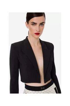 Elisabetta Franchi Blazers Short Jacket With Lapels Black -Elisabetta Franchi Winkel 2943f063fc67b387fbb8f421d7bd4ed4